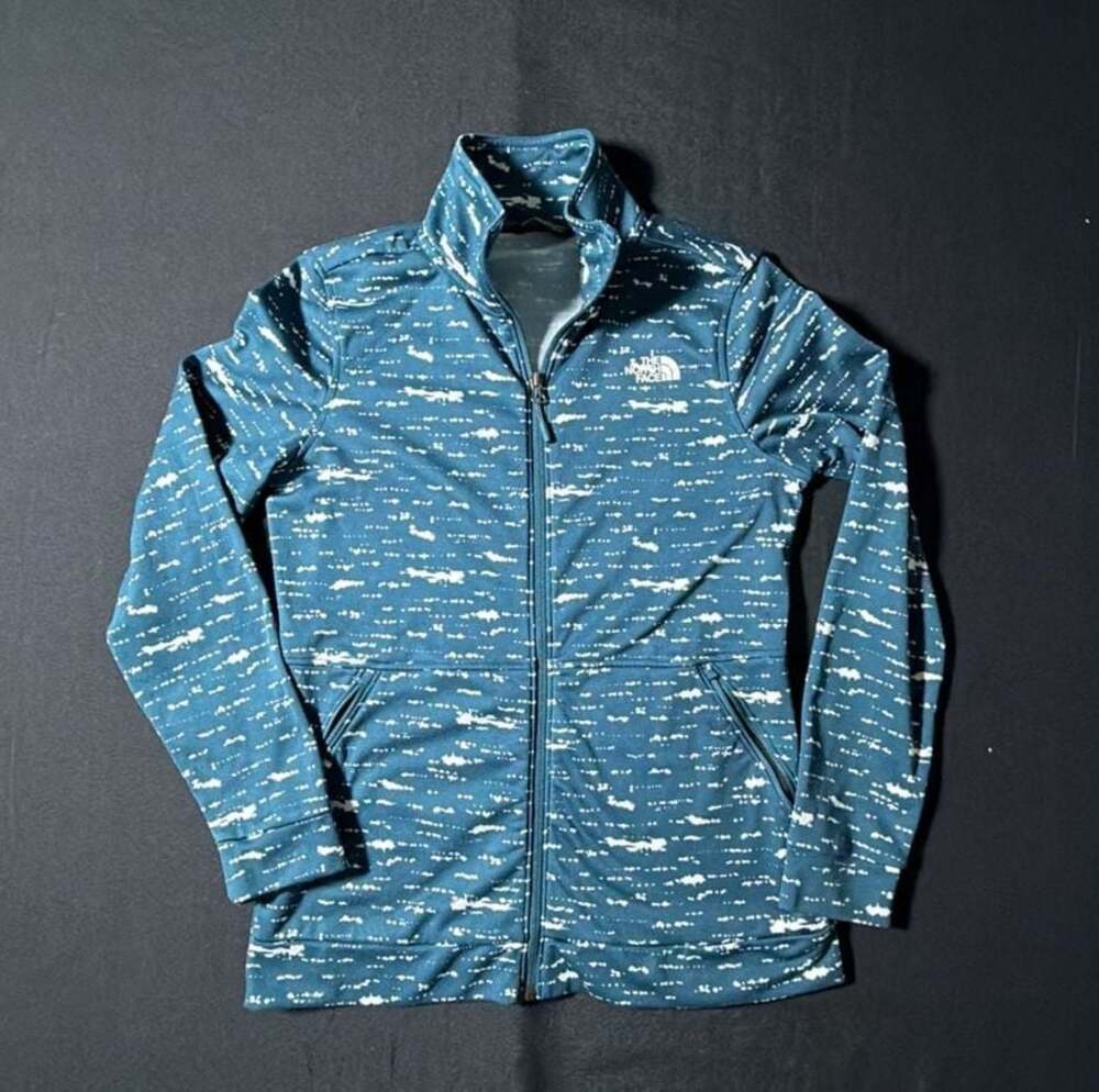 The North Face Women's Cinder Full Zip Mock Neck Lightweight Jacket Blue Print